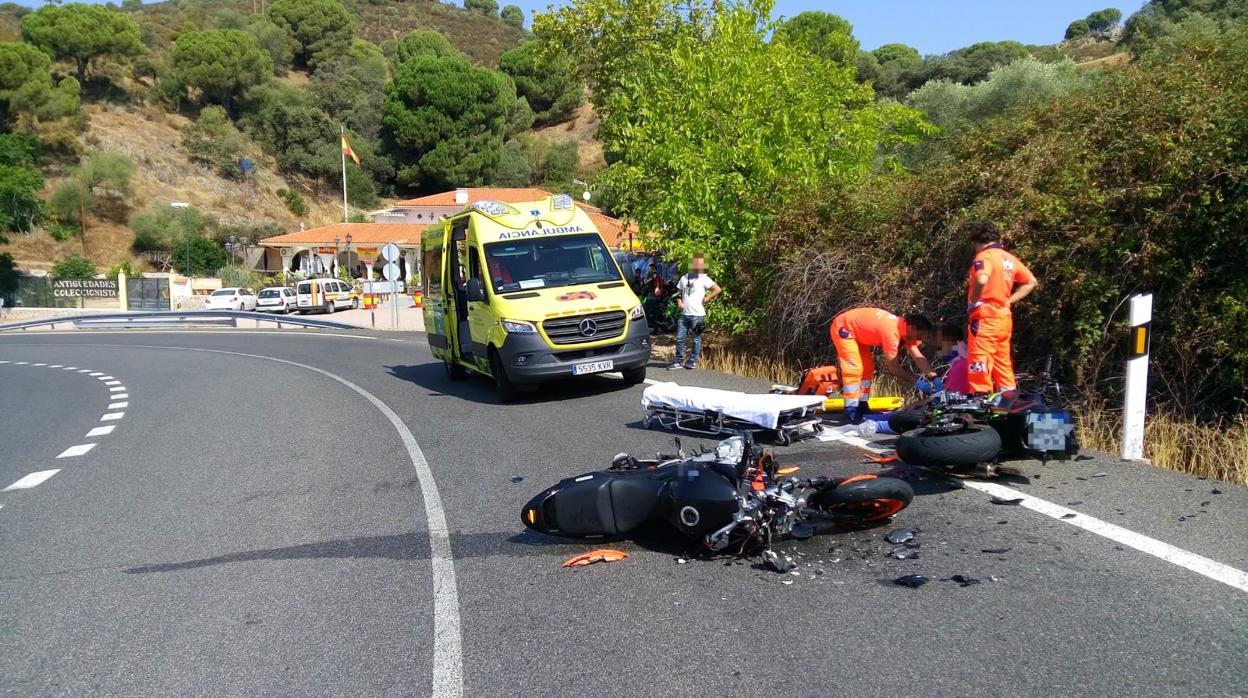 Accidente de dos motos en la tarde del domingo en Cerro Muriano