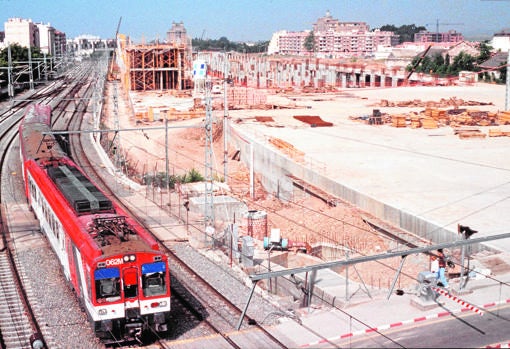 Obras de la estación en el año 90. La circulación de trenes no se paró