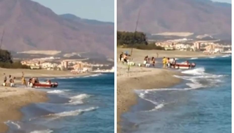 Cargan combustible para las narcolanchas en una playa de San Roque a plena luz del día