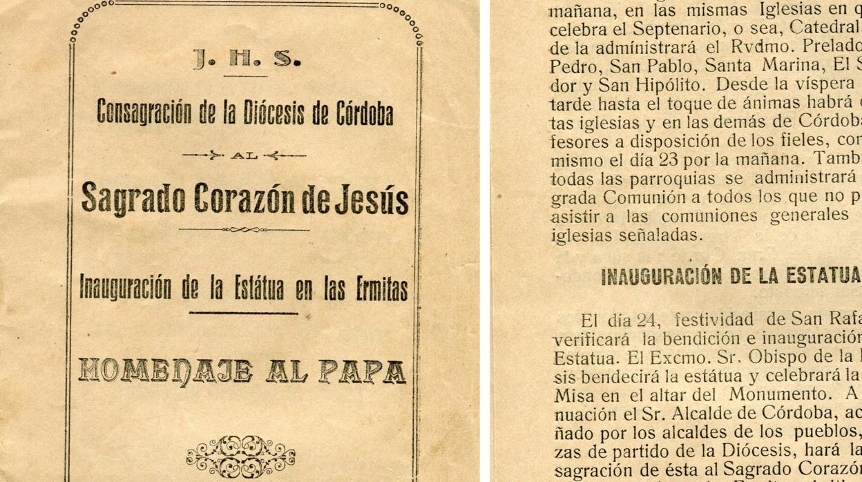 Dos de las páginas del libro editado en 1929 por la consagración de Córdoba al Sagrado Corazón de Jesús