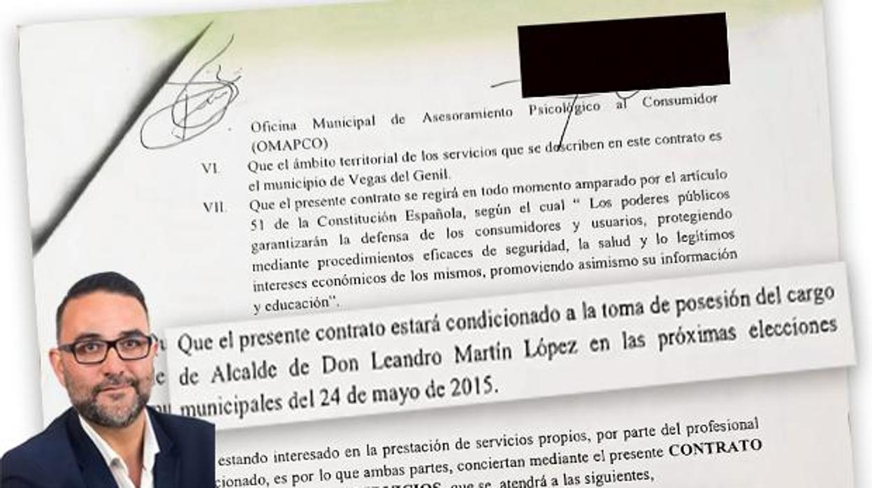 Leandro Martín y uno de los documentos que probarían la compra de votos, según el PP