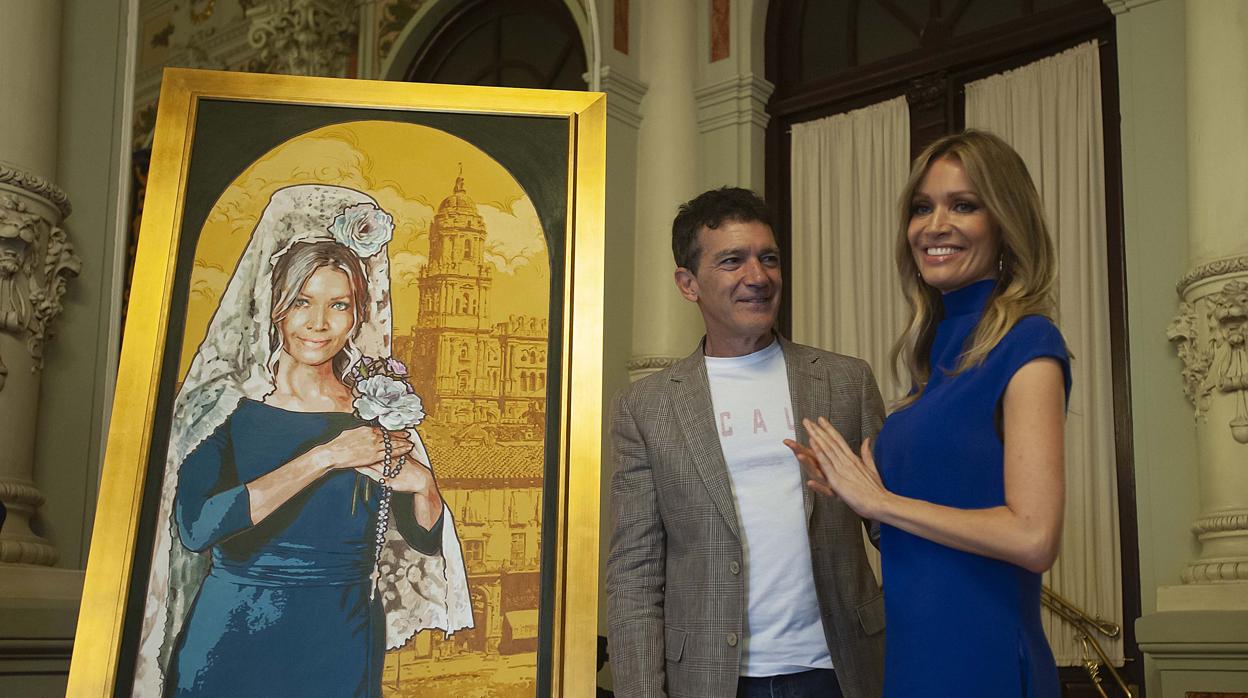 Antonio Banderas y Nicole Kimpel en la presentación del cartel de Francisco Naranjo