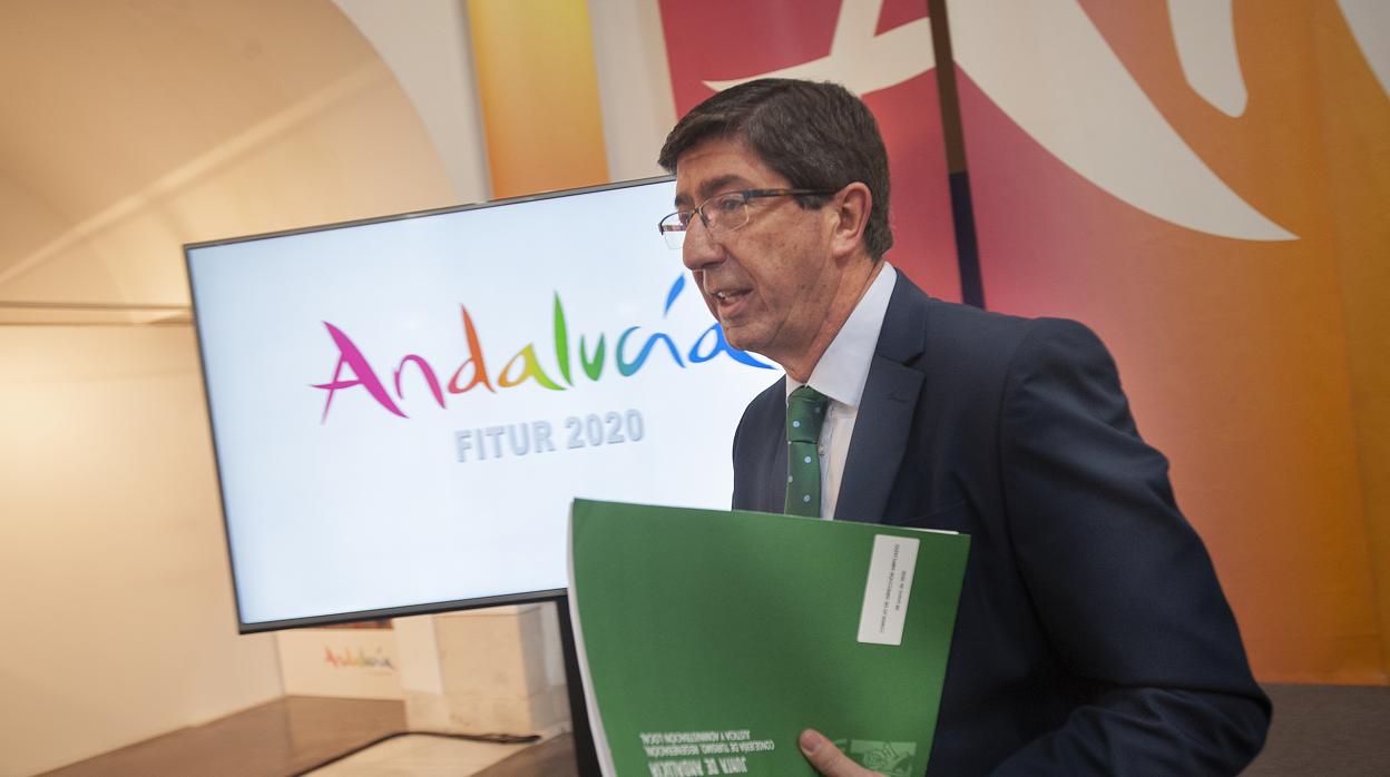 Juan Marín, en la presentación de la presencia de Andalucía en Fitur