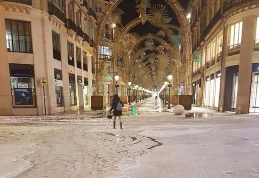 Granizo en el centro de Málaga