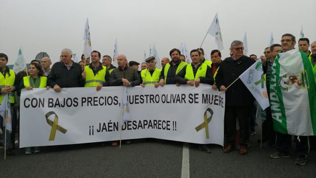 Olivareros paralizan el tráfico de Jaén y queman neumáticos por la crisis del sector