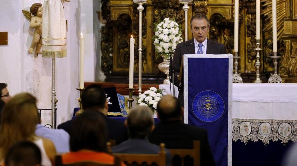 Joaquín de Velasco como pregonero de la Virgen del Socorro en 2017