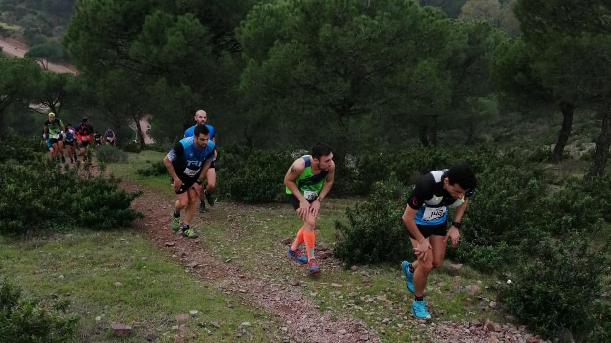 Varios corredores durante la carrera por montaña de este fin de semana en Villafranca