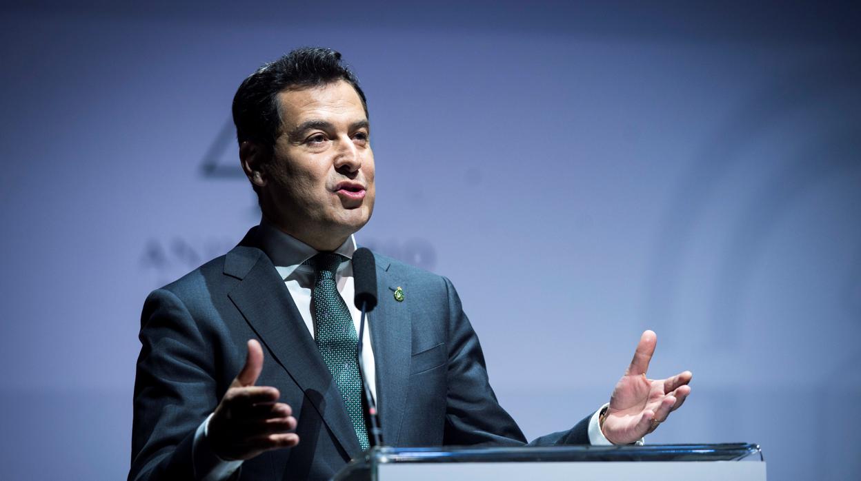 El presidente Juanma Moreno durante la celebración del Día de Andalucía en Madrid