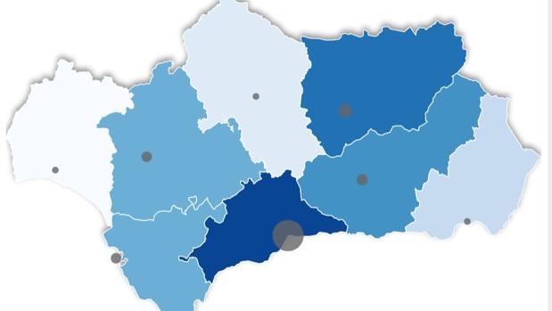 El mapa de los 304 casos positivos por coronavirus en Andalucía