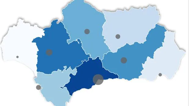 El mapa de los 859 casos positivos por coronavirus en Andalucía