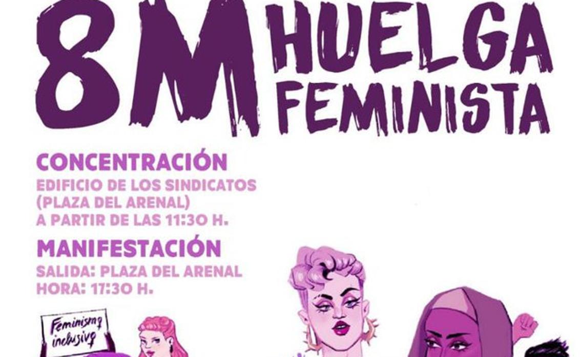 Cartel de la convocatoria de huelga feminista en Jerez