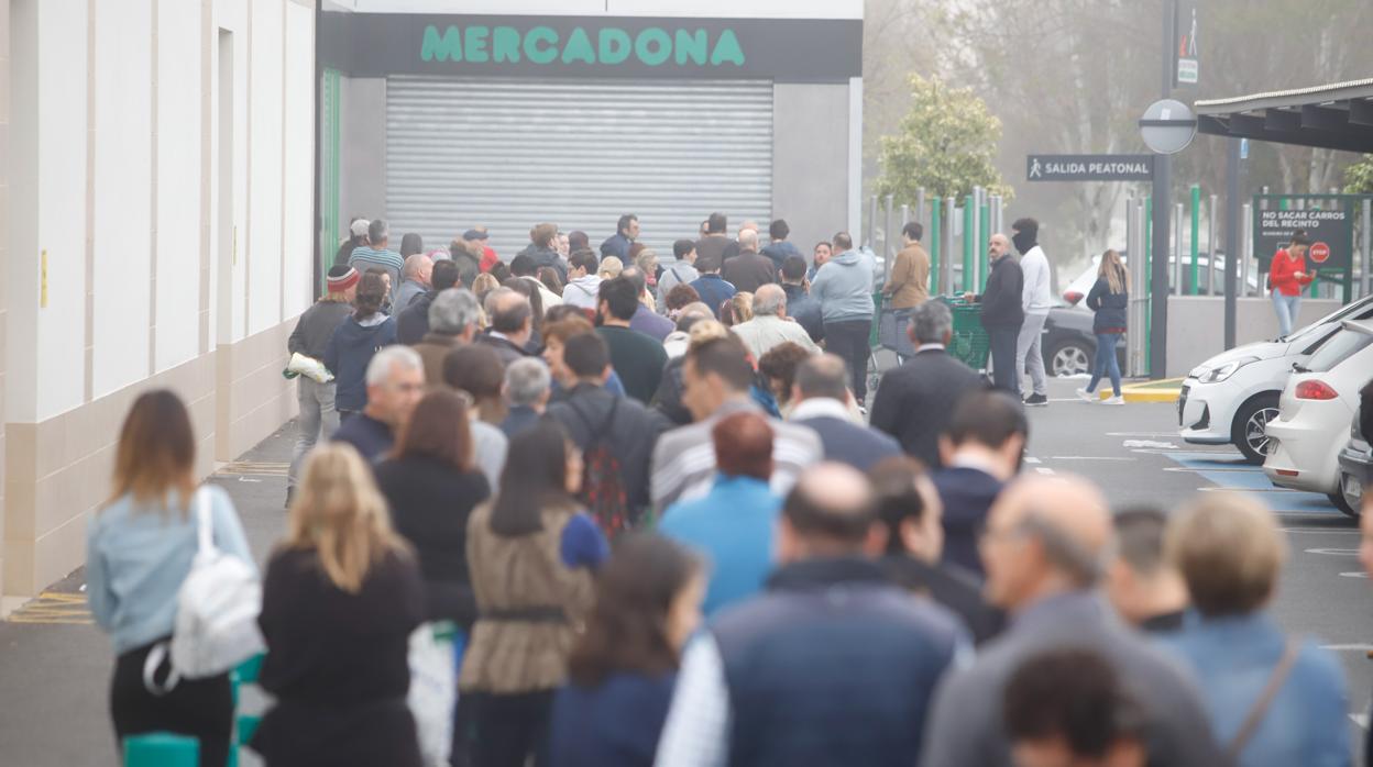 Colas en el Mercadona de Poniente