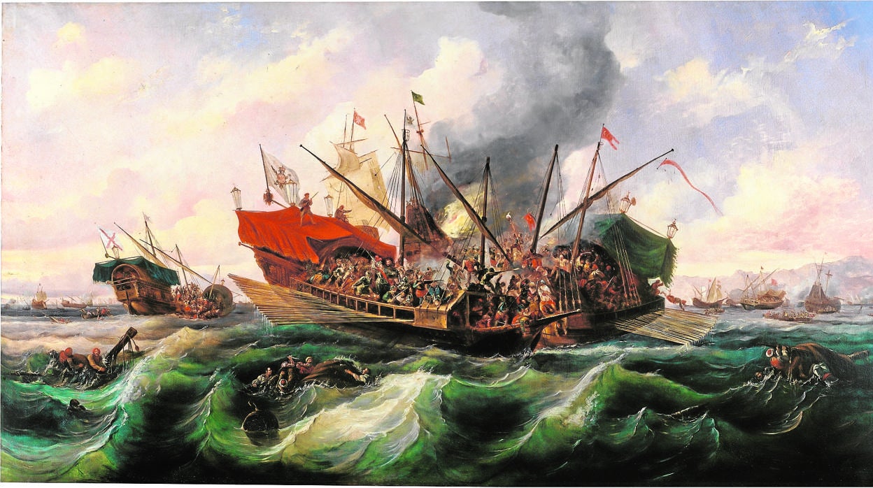 Pintura que representa la batalla de Lepanto