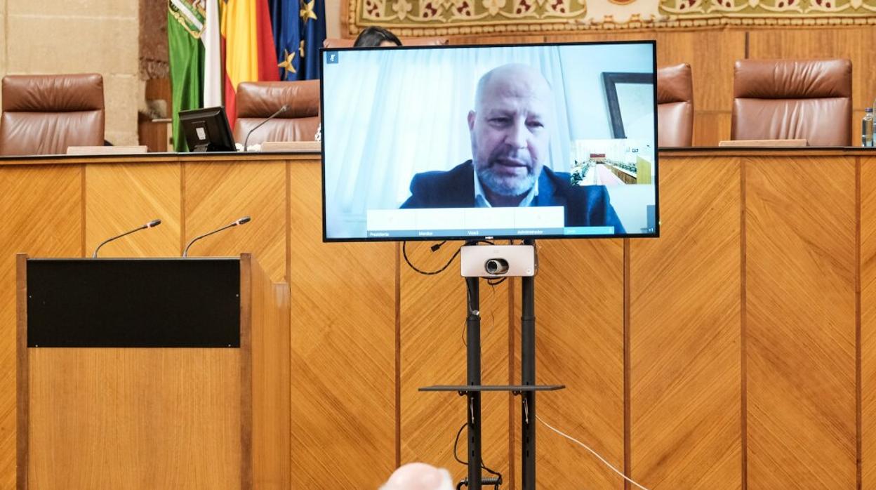 El consejero de Educación, Javier Imbroda, durante su comparecencia en el Parlamento