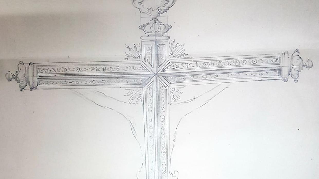 Boceto de la cruz que Martínez Cerrillo diseñó para las Penas de Santiago