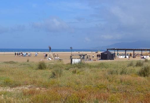 Imagen del rodaje en la playa de Los Lances de Tarifa