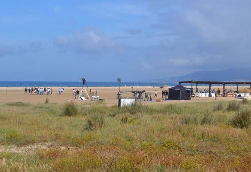 Imagen del rodaje en la playa de Los Lances de Tarifa