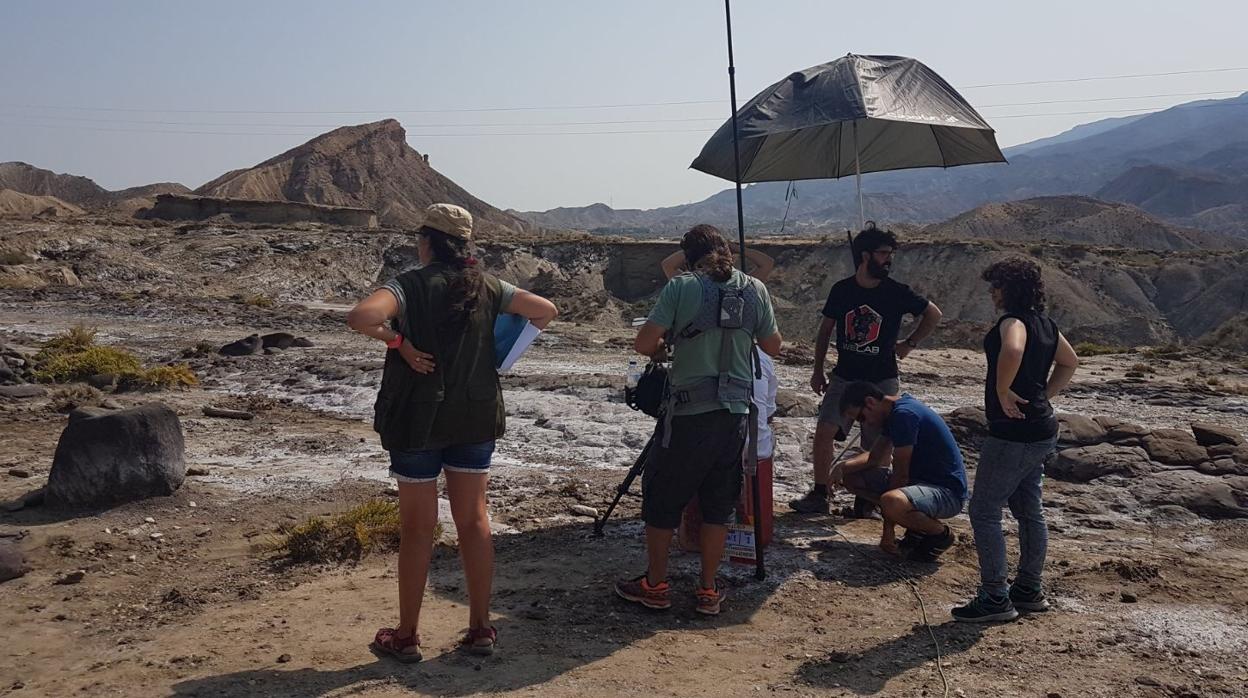 Trabajos de localización y rodaje en el Desierto de Tabernas antes de la pandemia.