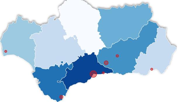 El mapa de los rebrotes de coronavirus en Andalucía: diez brotes en Málaga, Granada, Huelva, Cádiz y Almería