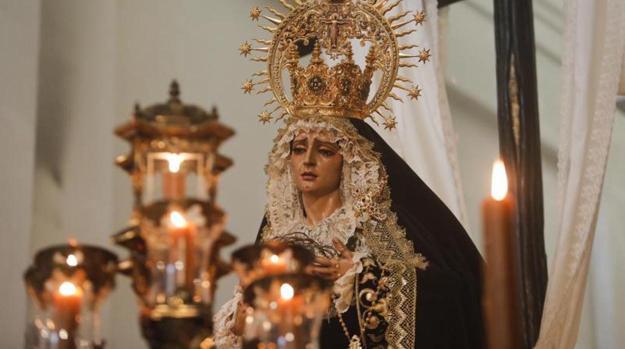 La Virgen de la Soledad, durante el Viernes Santo de 2019