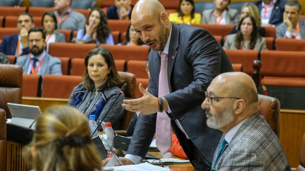 Rodrigo Alonso (de pie), diputado de Vox, en el Parlamento