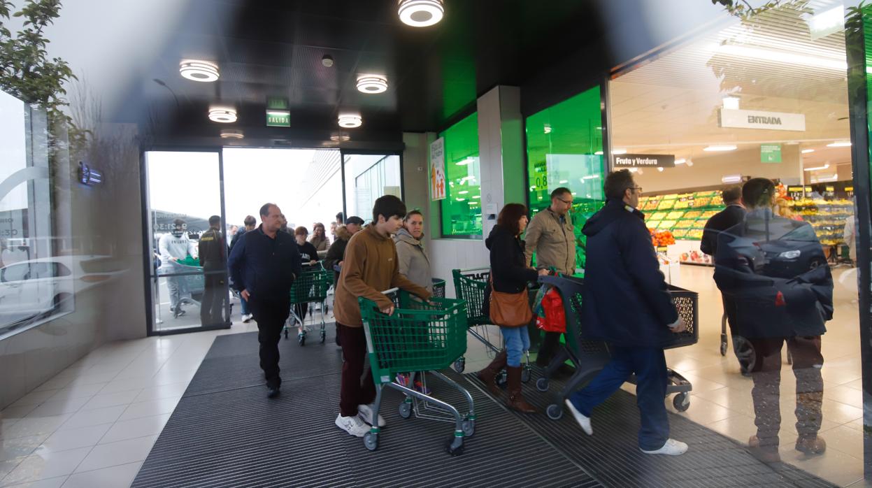 Clientes en un supermercado Mercadona en Córdoba