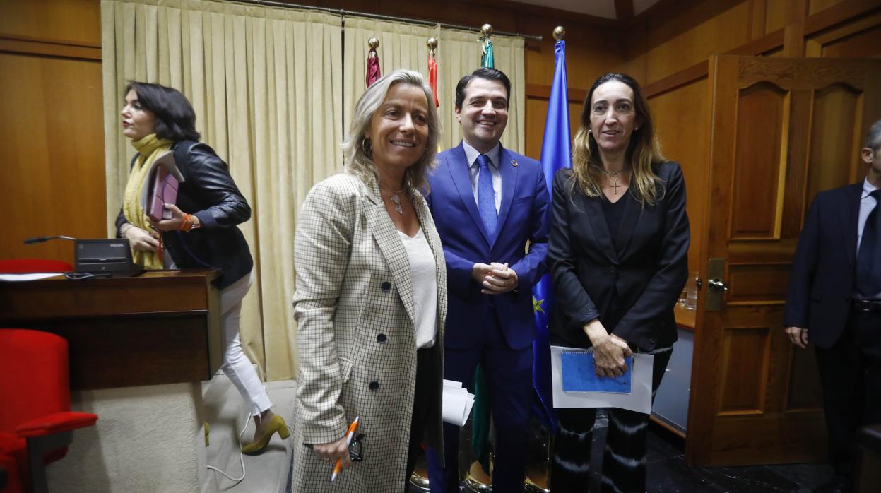 Isabel Albás, José María Bellido y Paula Badanelli, al aprobar las ordenanzas para 2020