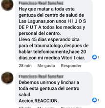 Dos de los mensjes amenazantes en Facebook