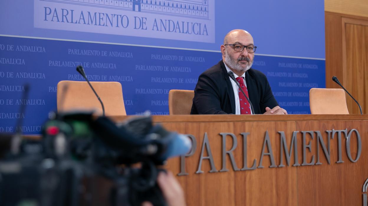 Alejandro Hernández, portavoz de Vox en el Parlamento Andaluz, que se ha unido por primera vez a PSOE y Adelante Andalucía para rechazar un decreto ley del Gobierno andaluz