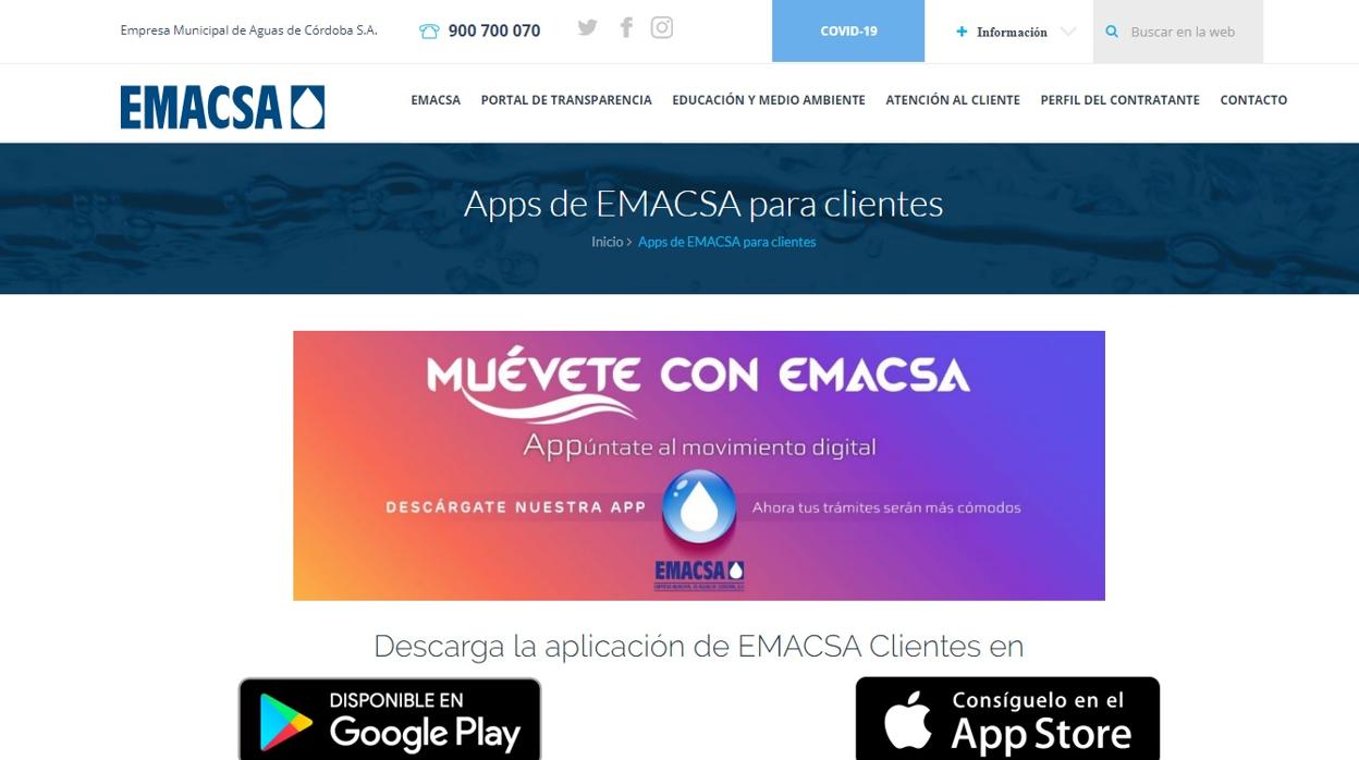 Portal para descargar la app de Emacsa