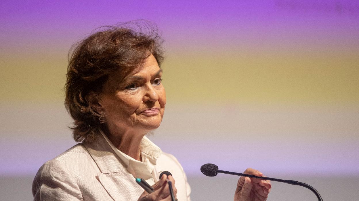 La vicepresidenta Carmen Calvo, este viernes en Sevilla