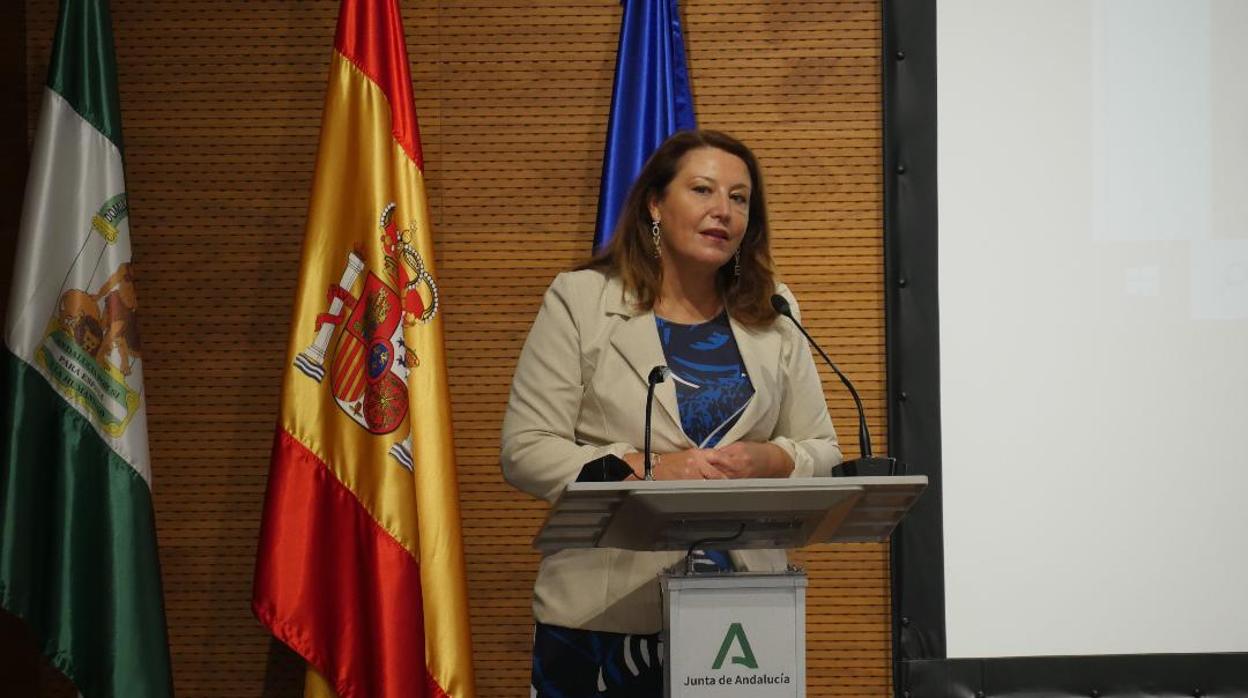 La consejera, Carmen Crespo, durante la presentación del primer aforo en Jaén