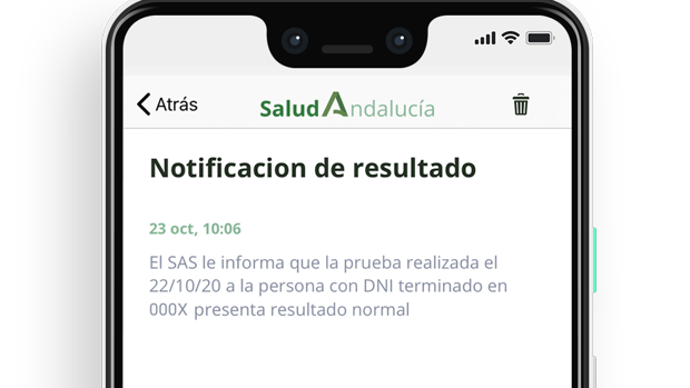 El SAS enviará un SMS si el resultado del test es negativo para evitar demoras