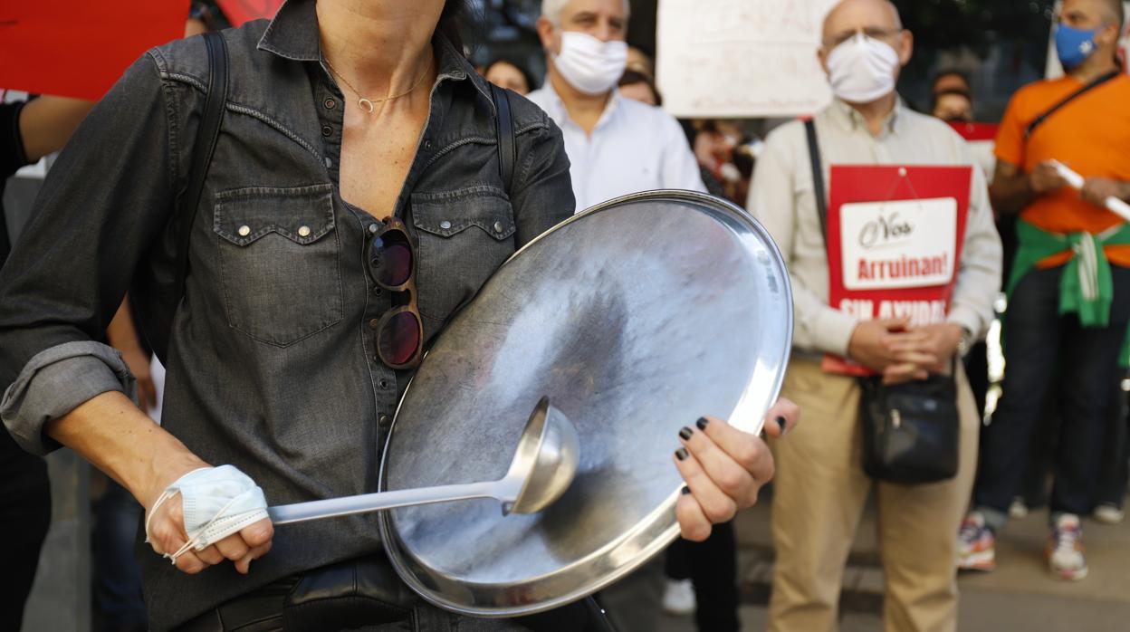 Protestas del sector de la hostelería en Málaga este jueves