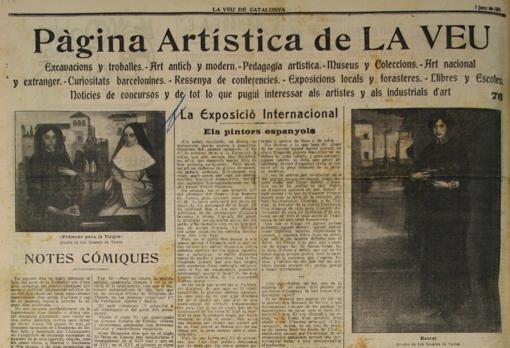 Página del periódico «La Veu de Catalunya» en que se habla de la exposición