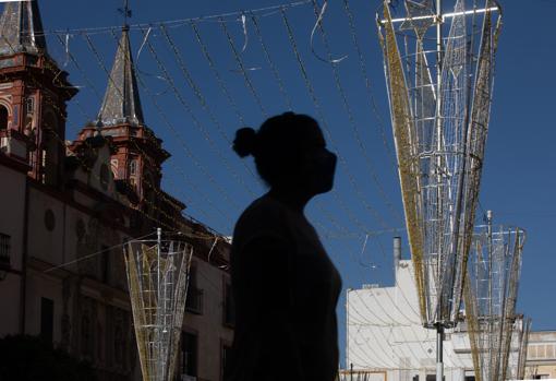 Luces de navidad en la Plaza del Salvador en Sevilla