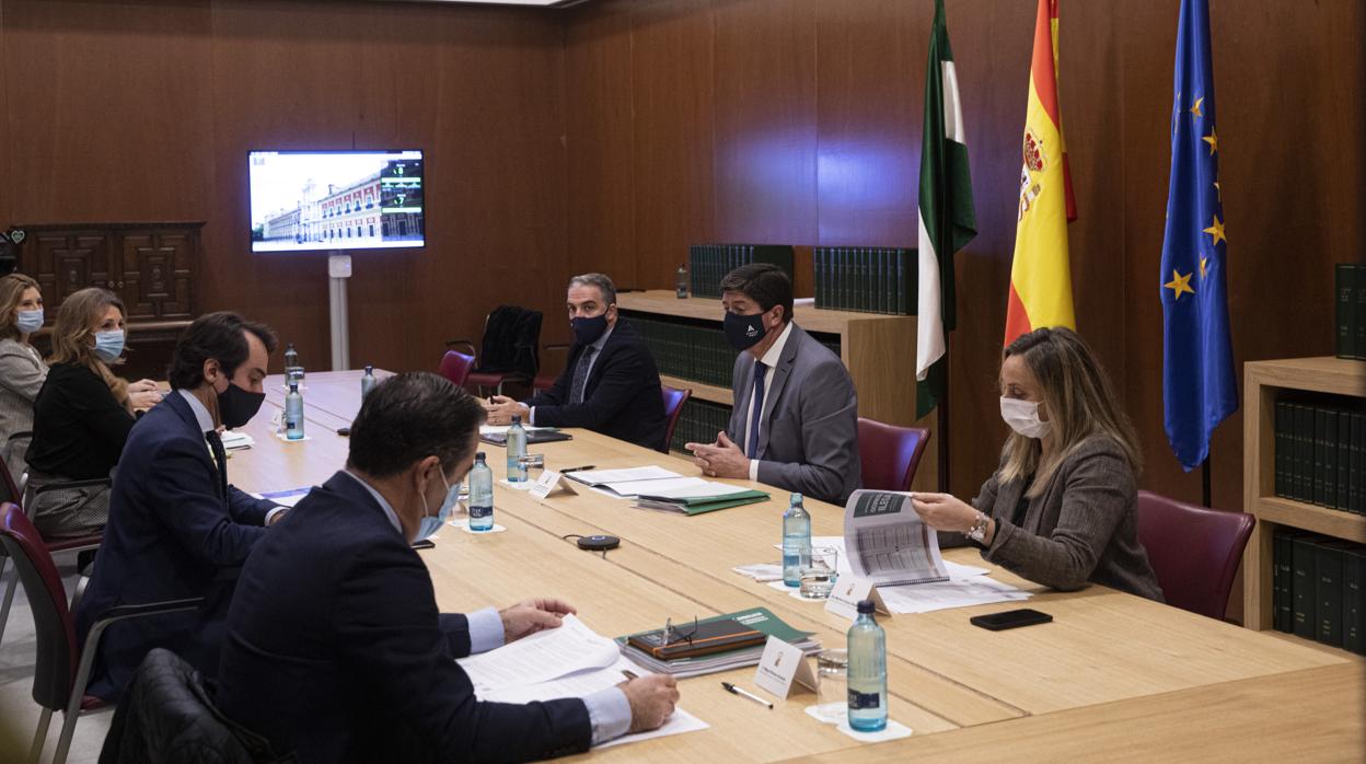 El vicepresidente de la Junta, Juan Marín, en la reunión mantenida este jueves en el Palacio de San Telmo