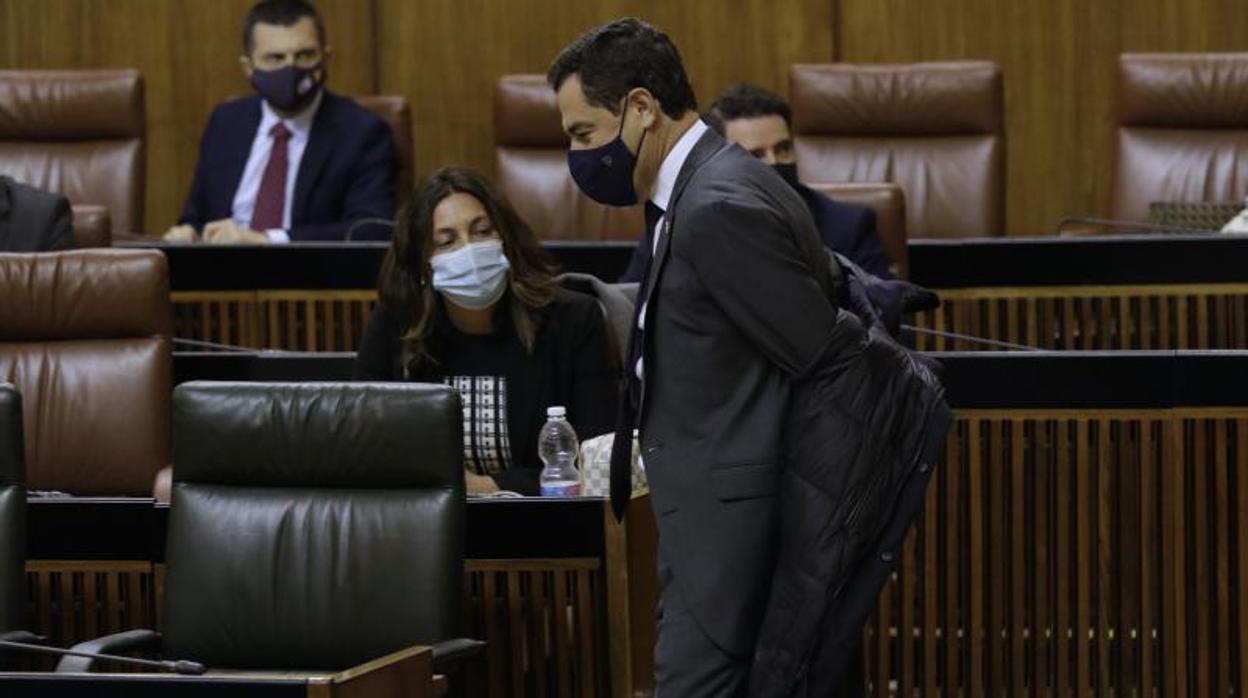 Juanma Moreno en el pleno del miércoles 23 donde se aprobaron los Presupuestos de 2021