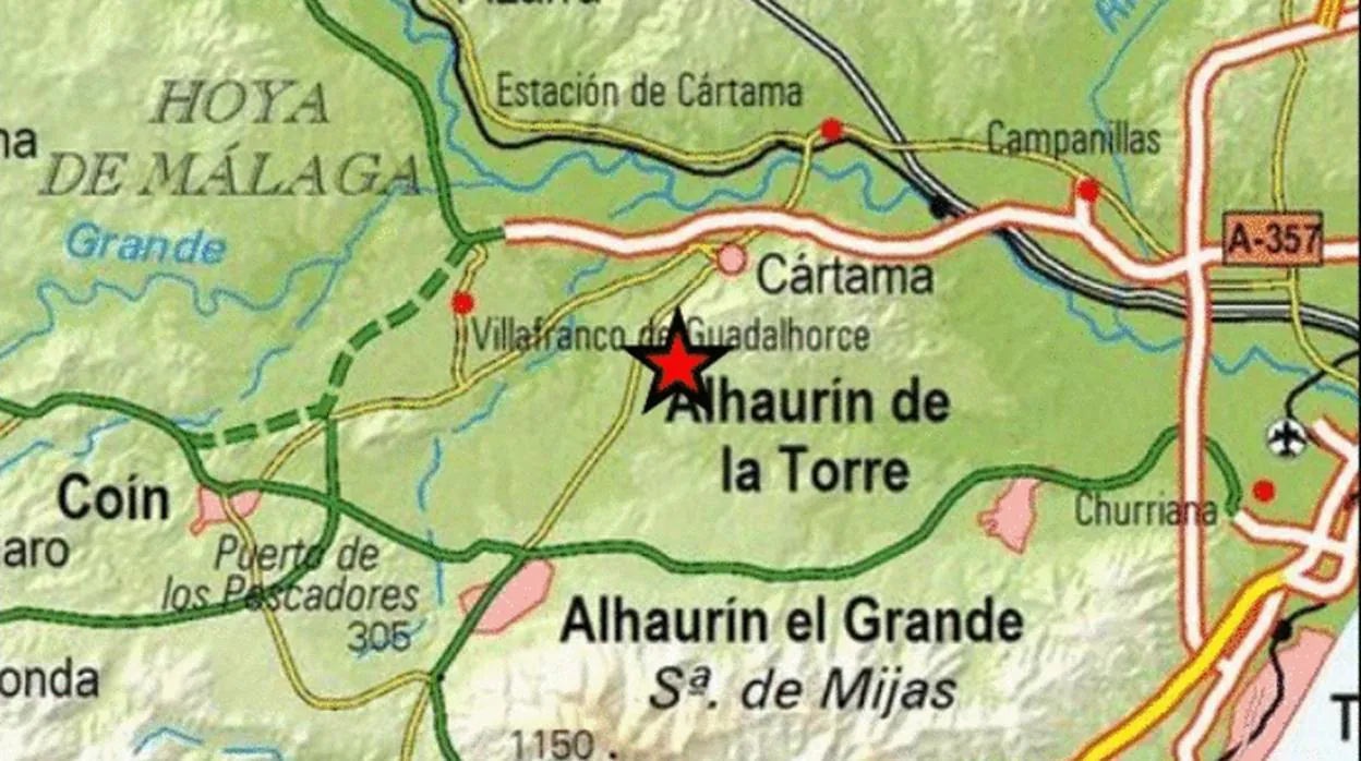 Epicentro del terremoto registrado en Málaga