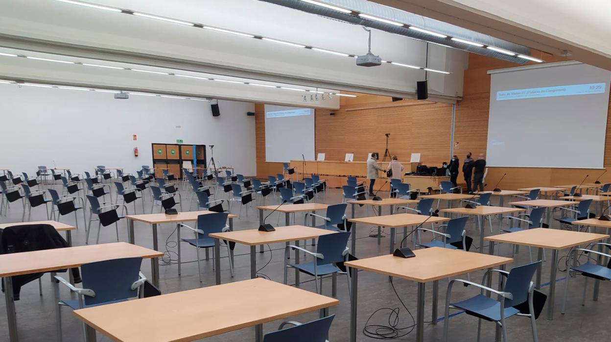 Sala habilitada para el juicio del caso Poniente en el Palacio de Congresos de Roquetas de Mar.