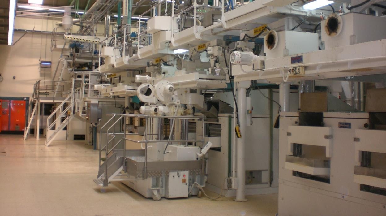 Interior de la fábrica de Pastas Gallo en El Carpio, en Córdoba