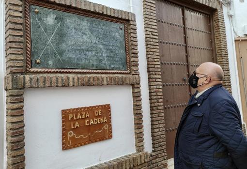 Placa en la capilla de la Caridad que recuerda la reunión de la Liga de La Rambla