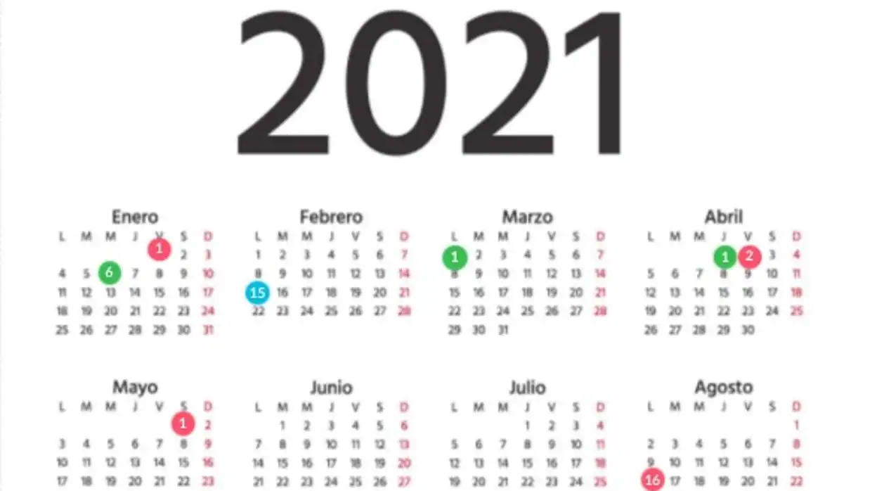 Calendario laboral de Cádiz en 2021
