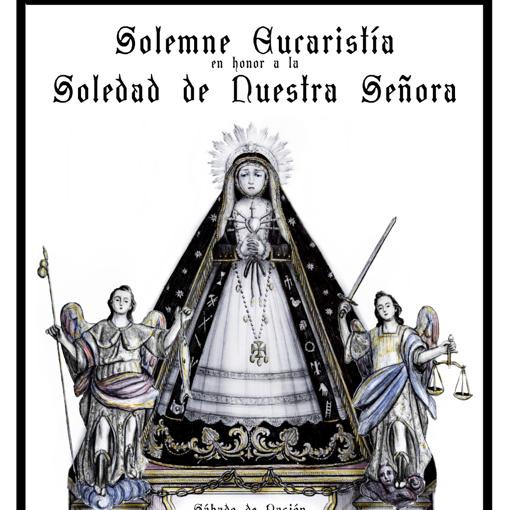 Cartel de la misa del Sábado de Pasión, con dibujo de José Ariza