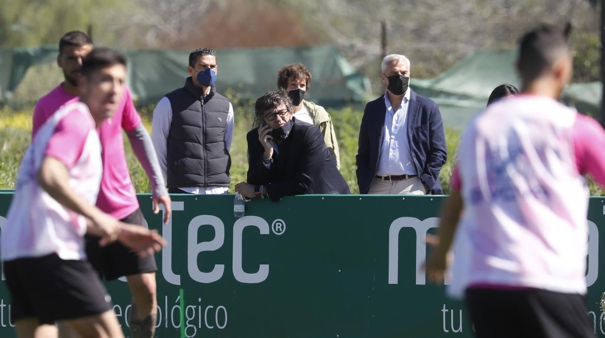 González Calvo, Juanito y Valenzuela, en el entreno del pasado miércoles en la Ciudad Deportiva