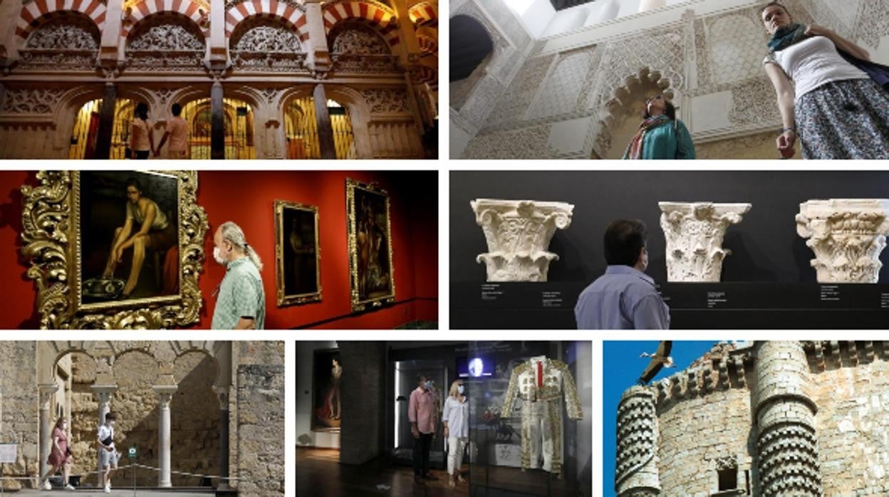 Imágenes de la Mezquita-Catedral, la Sinagoga, el Museo Julio Romero, el Arqueológico, Medina Azahara, el Museo Taurino y el Castillo de Belalcázar