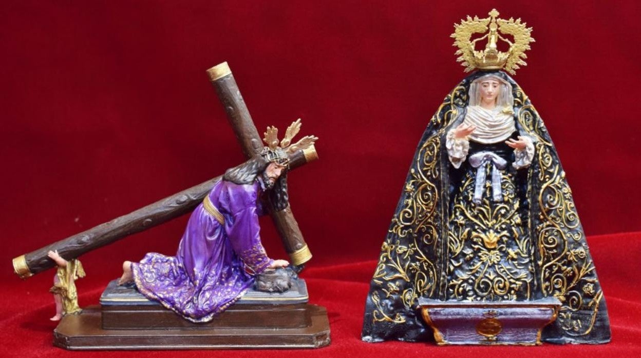 Figuras de Jesús Caído y la Virgen del Mayor Dolor en su Soledad policromadas a mano