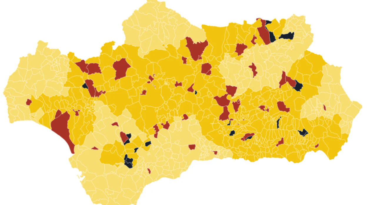 Mapa actual de los niveles de alerta en los municipios de Andalucía