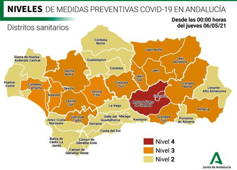 Mapa de Andalucía según el parámetro de alerta
