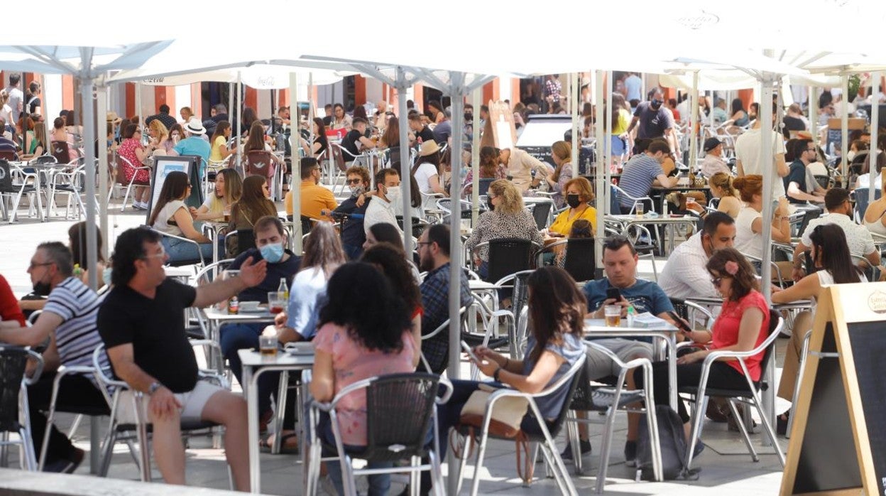 Terrazas en la plaza de la Corredera de Córdoba este pasado fin de semana